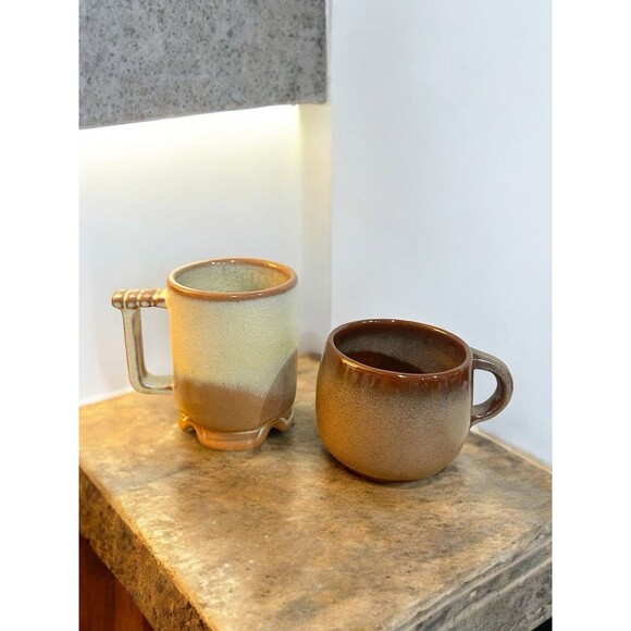 Mixed Lot Of 2 Frankoma Coffee Mugs Cups Desert Gold C1 & Plainsman Brown 4C - Picture 1 of 11